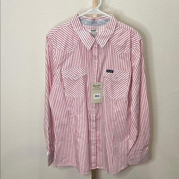 Wrangler Retro Tops - Wrangler Retro women’s button down striped shirt Pearl snap XL